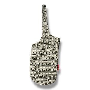 Aozora Black Elephant Print Canvas Crossbody Sling Bag – Boho Travel Purse